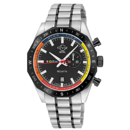 Gevril Regatta 42705B Mens Watch - Black Dial Silver-tone Stainless Steel Case