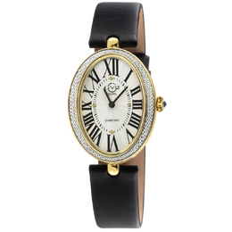 GV2 by Gevricle Quartz Analog Movement Gold-tone Stainless Steel Case with Black Leather Strap and Fixed Yellow Gold-tone Bezel