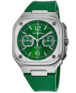 Bell & Ross BR 05 Chronograph Automatic - Green Dial Rubber Strap Men's Watch br05c-gn-st/srb