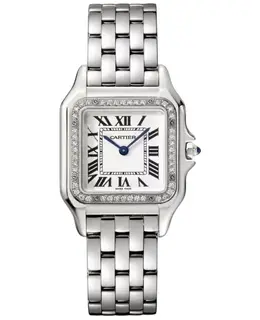 Cartier Panthere de Cartier Medium Diamond Silver Dial Steel Women's Watch w4pn0018