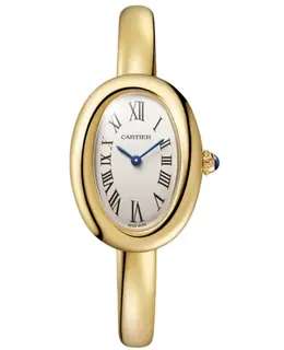 Authentic Cartier Baignoire Small Silver Dial 18K Yellow Gold Women's Watch WGBA0020