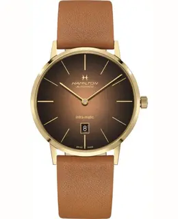 Hamilton American Classic INTRA-MATIC AUTO Brown Dial Leather Strap Men's Watch h38735501