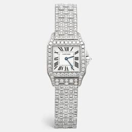 Cartier Santos Demoiselle White Gold Diamond Women's Watch 26mm Ref: WF9010YA