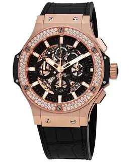 Hublot Big Bang Unico Chronograph Black Skeleton Dial Diamond Bezel Rubber Strap Men's Watch 311.px.1180.gr.1104