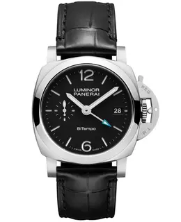 Panerai Luminor Quaranta Mechanical Black Dial Leather Strap Men's Watch pam01365