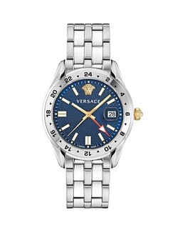 Часы Greca Time GMT, 41 мм Versace, цвет Blue 4878136 | blue/silver