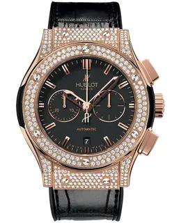 Hublot Classic Fusion Chronograph Diamond Black Dial Leather Strap Men's Watch 541.ox.1180.lr.1704