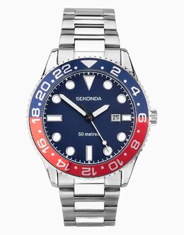Мужские аналоговые часы Ocean 43 мм в серебряном цвете Sekonda 136909460 | silver