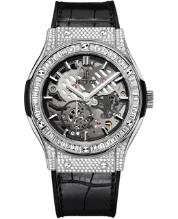 Hublot Classic Fusion Ultra Thin Diamond Skeleton Dial Leather Strap Men's Watch 515.nx.0170.lr.0904