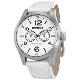 Invicta 12170 - Specialty Silver Dial White Leather Mens Watch