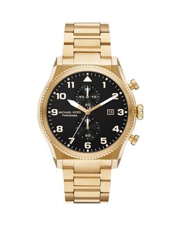 Часы Panorama Chronograph из нержавеющей стали золотистого оттенка, 44 мм Michael Kors, черный 5414656 | black