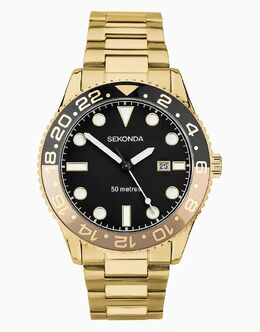 Мужские аналоговые часы Ocean 43 мм в золоте Sekonda 139596823 | gold