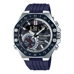 Часы Casio EDIFICE Limited Edition Solar Powered Sapphire Crystal Mens Blue Analog/Digital Combo, синий ecb-10at-1a | blue