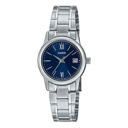 Часы Casio Waterproof Stainless Steel Strap Blue Analog, синий ltp-v002d-2b3 | blue