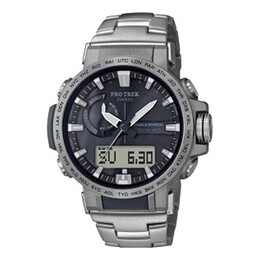 Часы Casio Waterproof Sports Solar Powered Shockproof Mens Gray Analog, серый prw-60t-7apr | grey
