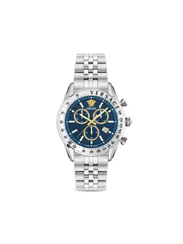 Versace Chrono Master 26841502, 44mm Stainless Steel Round Face with Index/Baton Hands