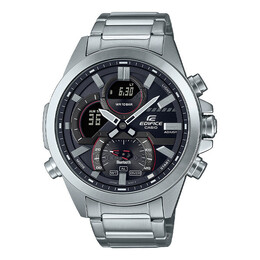 Часы Men's Casio edifice Series 2022 Luminous Stainless Steel Silver Strap Black Dial 100m Waterproof Watch Analog Mens, черный ecb-30d-1a | black