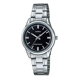 Часы Casio Dress Series Black Waterproof Quartz 34mm 28.2mm Stainless Steel Strap Watch, черный ltp-v005d-1a | black