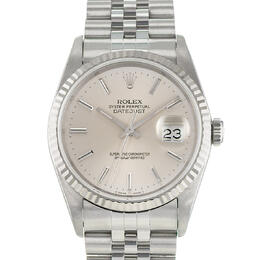 Pre-owned Rolex Datejust 36 Automatic Chronometer Silver Dial Mens Watch Ref: 16234 SSJ