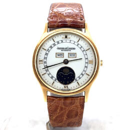 Pre-owned Jaeger LeCoultre Master Moon Triple Calendar Automatic White Dial Mens Watch 141.119.1