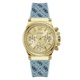 Guess gugw0699l1ac Blue Silicone Watch Golden Analog Dial