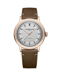 Часы Millesime Automatic с кожаным ремешком, 39,5 мм Raymond Weil, коричневый 5182673 | brown