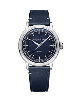 Часы Millesime Automatic с кожаным ремешком, 39,5 мм Raymond Weil, синий 5182674 | blue