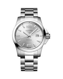 Часы Conquest, 41 мм Longines, серебряный 5295693 | silver