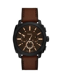 Часы Machine Chronograph из коричневой кожи, 44 мм Fossil, коричневый 5414633 | brown