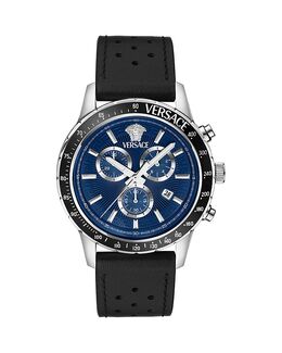 Спортивные кожаные часы с хронографом, 44 мм Versace, синий 5465152 | blue
