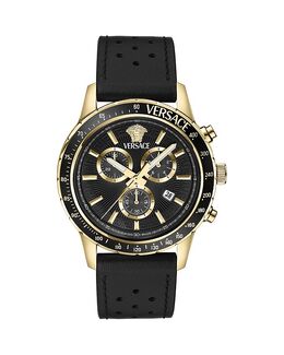 Спортивные кожаные часы с хронографом, 44 мм Versace, черный 5465153 | black