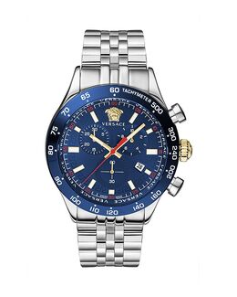 Часы-браслет Hellenyium Chronograph, 44 мм Versace, серебряный 5465161 | silver