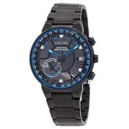 Citizen Satellite Wave Perpetual World Time Black Dial Mens Watch CC3038-51E
