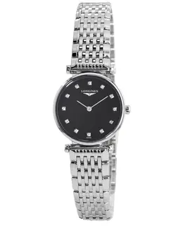 Longines La Grande Classique Quartz L4.209.4.58.C Black Diamond Dial Stainless Steel Women's Watch