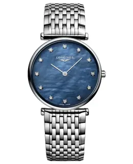 Authentic Longines La Grande Classique Quartz Blue Mother of Pearl Diamond Dial Steel Women's Watch Model L4.512.4.81.C