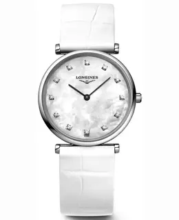Longines La Grande Classique Quartz Mother of Pearl Diamond Dial Leather Strap Women's Watch l4.512.4.87.b