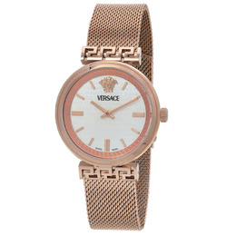Versace Mythos Quartz Ladies Watch VETCA0624 Rose Gold-Tone Steel Case with Mesh Bracelet Silver Dial
