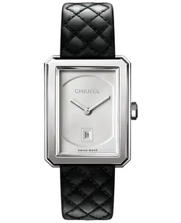 Chanel Boy-Friend Steel Silver Dial Leather Strap Women's Watch h6954