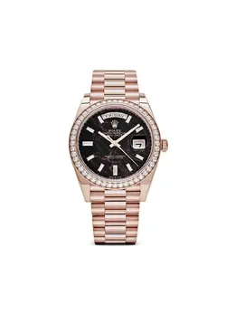 Rolex 2023 Day-Date with Rose Gold Case, Black Dial and Diamond Bezel (Ref: 29504484)