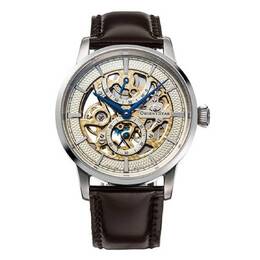 Orient Classic Manual Wind Skeleton Dial Watch re-az0004s00b - Silver-tone Stainless Steel, Brown Leather Strap