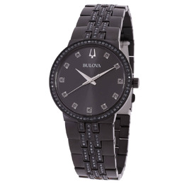 Bulova Classic Box Set Quartz Crystal Black Dial Mens Watch and Necklace Set 98K116