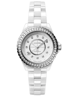 Chanel J12 Automatic Diamond White Dial Ceramic and Steel Women's Watch h10473