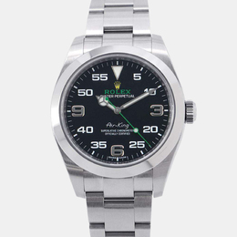 Rolex Black Stainless Steel Air-King 1134484 Automatic Men's Wristwatch 40 mm