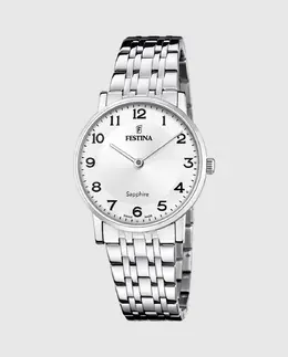 F20047/1 Классические серебристые стальные женские часы Festina, серебряный 8430622825422 | plata