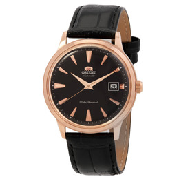 Orient Bambino TAC00001B Automatic Black Dial Watch with Rose Gold-tone Bezel