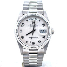Pre-owned Rolex Day Date 118239 SAP White Gold Case Silver Dial Automatic Mens Watch