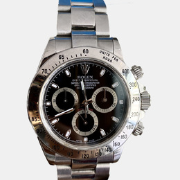 Rolex Black Stainless Steel Cosmograph Daytona Ref 116520 Automatic Men's Wristwatch