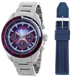 NAPKBF302 Nautica Key Biscane Chronograph Quartz Mens Watch Blue Dial