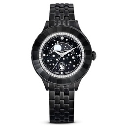 Swarovski Octea Moon Quartz Black Dial Watch with Stainless Steel Case and Bracelet: Model 5677497