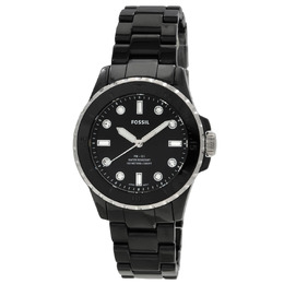 Fossil FB-01 CE1108 Ladies Quartz Watch - Black Stainless Steel Case, Ceramic Bracelet